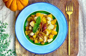 dietetyczne przepisy - sałatka z dynią fetą i soczewicą